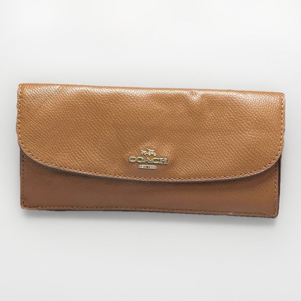 Coach, Crossgrain Leather, Saddle, Slim Envelope Wallet, No.1680 #F54008. Used